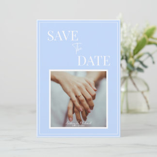 Coastal Blue Wedding Save the Date – Elegant Inbjudningar