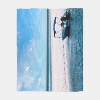 Coastal Boat Wall Art Minimalist Ocean Blue Fleecefilt