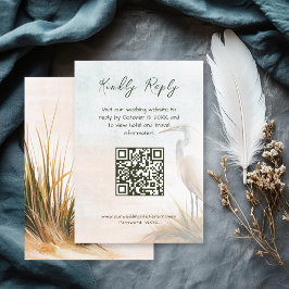 Coastal Boho Egret QR-kod RSVP Tilläggskort
