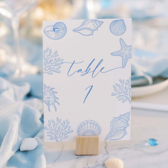 Coastal Bridal Shower Table Number  Bordsnummer (Skapare uppladdad)