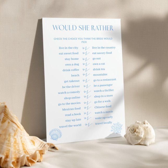 Coastal Bridal Shower Would She Rather Game (Skapare uppladdad)