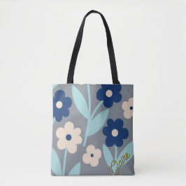 Coastal Calm Florals | Indigo & Turquoise mönster Tygkasse