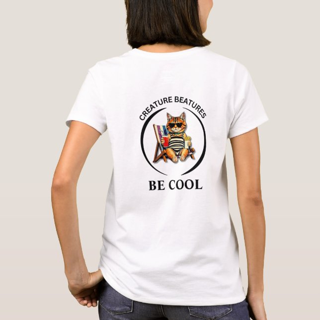 Coastal Cartoon dressed up  cat – Be Cool T Shirt (Baksida)