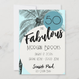 Coastal Chic 50 and Fabulous Birthday Aqua Inbjudningar