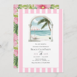 Coastal Chic Beach Club Birthday Party Inbjudningar