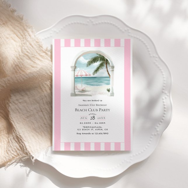Coastal Chic Beach Club Birthday Party Inbjudningar (Coastal Chic Beach Club Birthday Party Invitation)