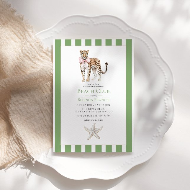 Coastal Chic Beach Club Möhippahelg Inbjudningar (Coastal Chic Beach Club Bachelorette Weekend Invitation)