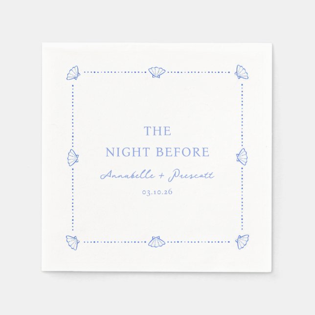 Coastal Chic Blue Personalized Rehearsal Dinner Pappersservett (Framsidan)