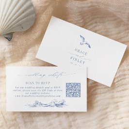 Coastal Chic Blue Wedding Website QR Code Tilläggskort