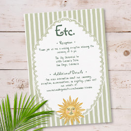 Coastal Chic Sun Palm Tree Wedding Details Tilläggskort