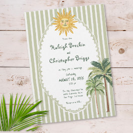 Coastal Chic Sun Palm Tree Wedding Inbjudningar