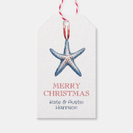 Coastal Christmas Nautical Starfish Ornament Presentetikett