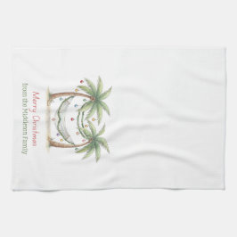 Coastal Christmas Palm Trees With Hammock Kökshandduk