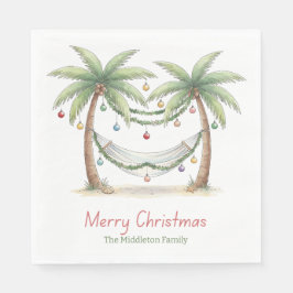 Coastal Christmas Palm Trees With Hammock Pappersservett