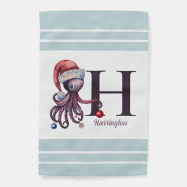 Coastal Christmas Santa Octopus Monogram Name