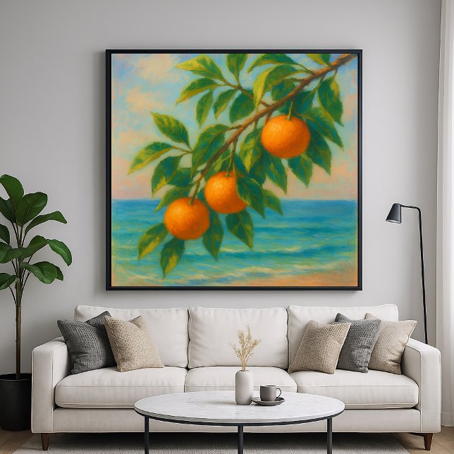 Coastal Citrus - Pastel Painting Style Orange Tree Poster (Skapare uppladdad)