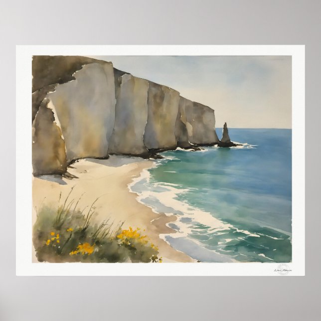 Coastal Cliffs and Sandy Beach Poster (Framsidan)