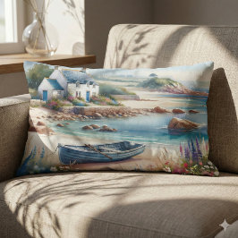 Coastal Cottage Seaside Rowboat Bloom Lumbarkudde