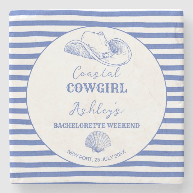 Coastal Cowgirl Bachelorette är för tryckt Stenunderlägg (Framsidan)