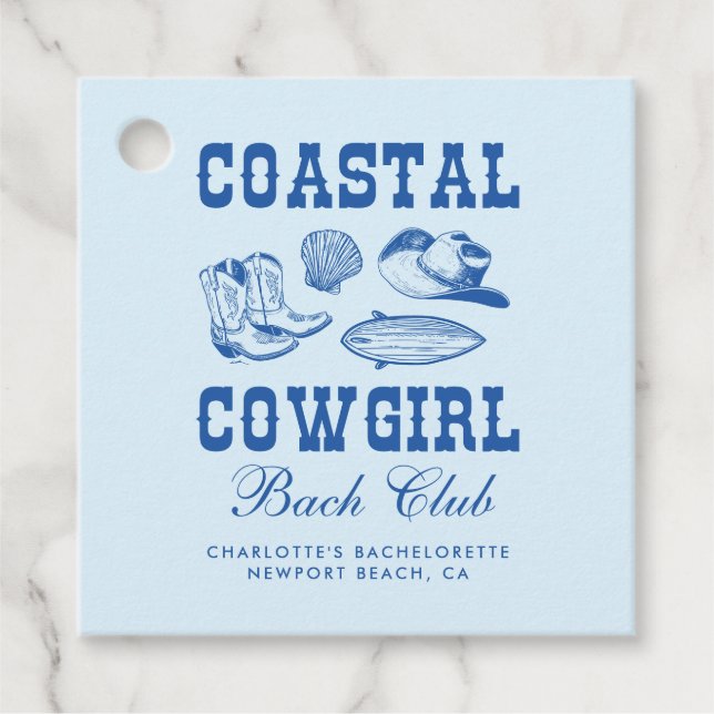 Coastal Cowgirl Bachelorette Helg Gåvor Etiketter (Framsida)