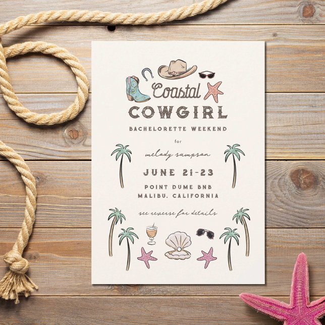 Coastal Cowgirl Bachelorette Helg Inbjudningar (Skapare uppladdad)
