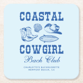 Coastal Cowgirl Bachelorette Helg Underlägg Papper Kvadrat
