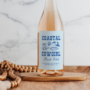 Coastal Cowgirl Bachelorette Helg Vinflaska Etikett