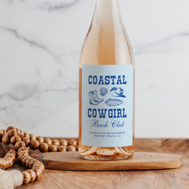 Coastal Cowgirl Bachelorette Helg Vinflaska Etikett (Skapare uppladdad)