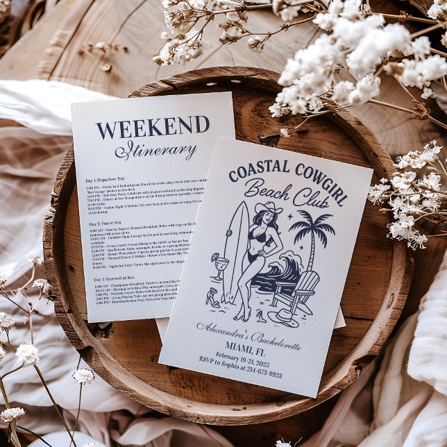 Coastal Cowgirl Beach Klubb Bachelorette Inbjudningar (Skapare uppladdad)