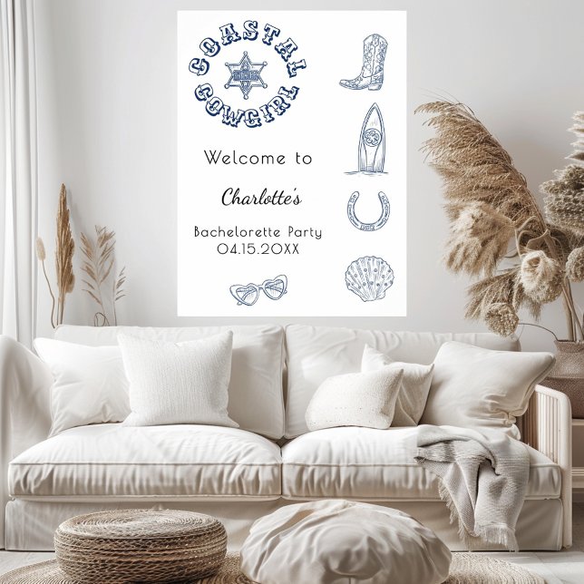 Coastal Cowgirl blue strand Bachelorette Party Poster (Skapare uppladdad)