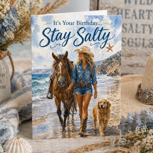 Coastal Cowgirl Håll dig salt Sommar Födelsedags k Kort
