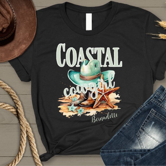 Coastal Cowgirl med Personalize Namn T Shirt (Skapare uppladdad)