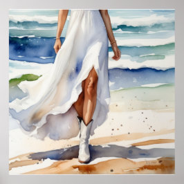 Coastal Cowgirl - on the Beach Poster