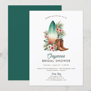 Coastal Cowgirl Rustic Western Bridal Shower Inbjudningar