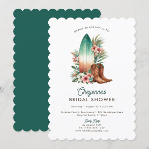 Coastal Cowgirl Rustic Western Bridal Shower Inbjudningar