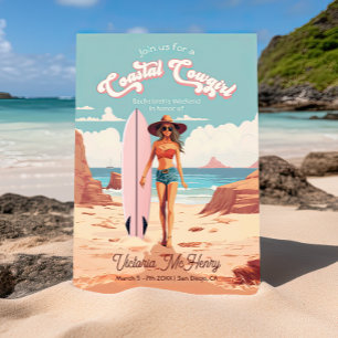 Coastal Cowgirl Surfboard Bachelorette Party Inbjudningar