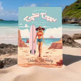Coastal Cowgirl Surfboard Bachelorette Party Inbjudningar