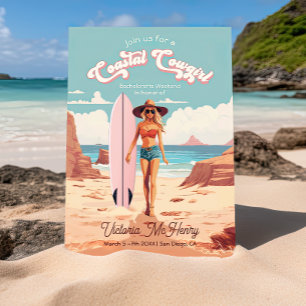 Coastal Cowgirl Surfboard Bachelorette Party Inbjudningar