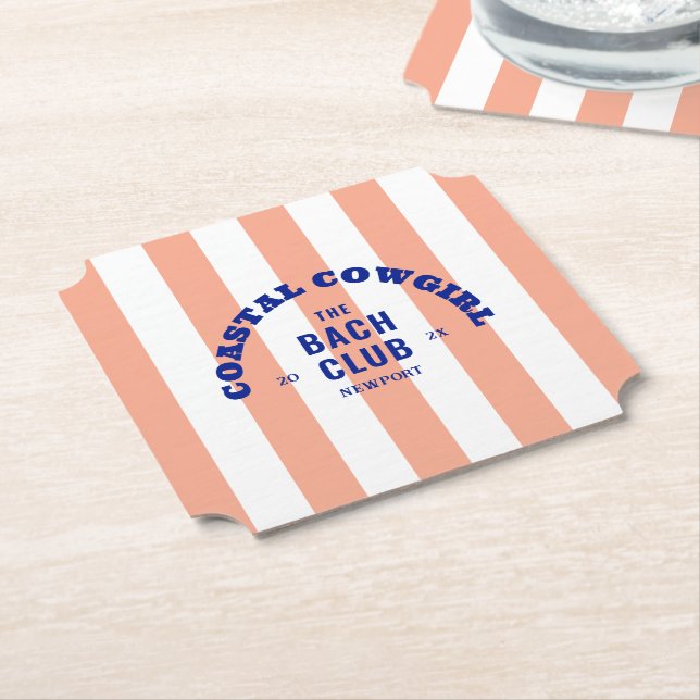 Coastal Cowgirl The Bach Club Rosa Cabana-ränder Underlägg Papper (Vinklad)