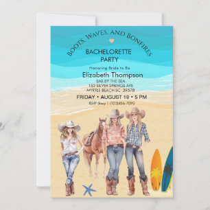 Coastal Cowtjejer Beach Bachelorette Party Inbjudningar