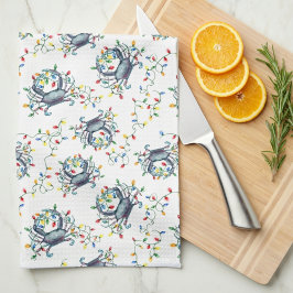 Coastal Crab Christmas Lights Kökshandduk