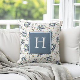 Coastal Crab Christmas Lights Monogram Kudde