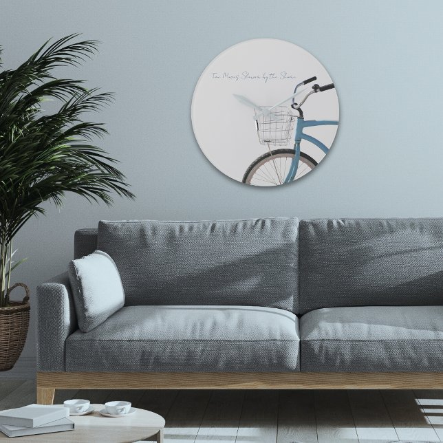 Coastal Cruiser Bike Shore Wall Clock Stor Klocka (Perfect clock for the beach house! Life moves slower by the shore!)