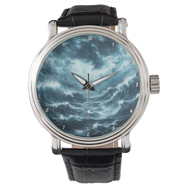 Coastal Drama" - Ocean Waves  Armbandsur (Framsida)