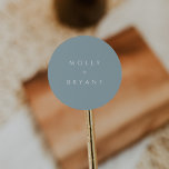 Coastal Dusty Aqua Wedding Favor Runt Klistermärke<br><div class="desc">Add a personalized touch to your wedding stationery or favors with this dusty aqua round sticker from the Low Tide collection by Navy Road Creative. With minimalist white text and an ocean-inspired tone,  it’s a chic accent for coastal or destination celebrations.</div>