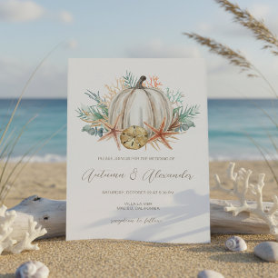 Coastal Fall Pumpkin & Seashells Bröllop Inbjudningar