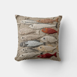 Coastal Fish Nautical Beach House Rustic Fishing Kudde