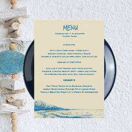 Coastal Granddaughter Wedding Menu With Guest Name Meny