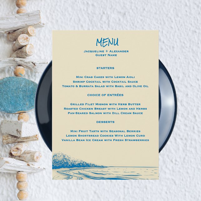 Coastal Granddaughter Wedding Menu With Guest Name Meny (Coastal Granddaughter Wedding Menu With Guest Name)