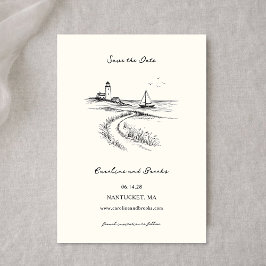 Coastal Hand Drawn Black & White Wedding Spara Datumet